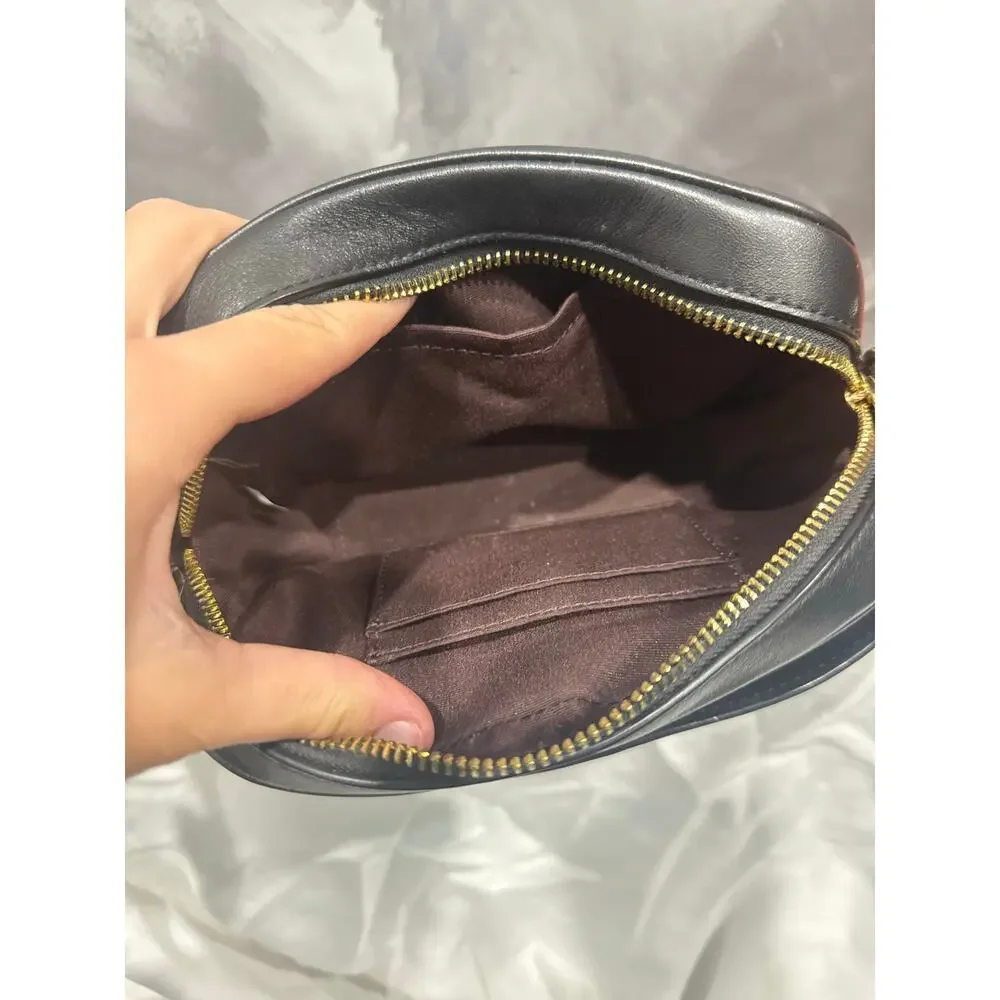 Coach Mini Jamie Camera Bag In Signature Leather Black Embossed Crossbody Bag
